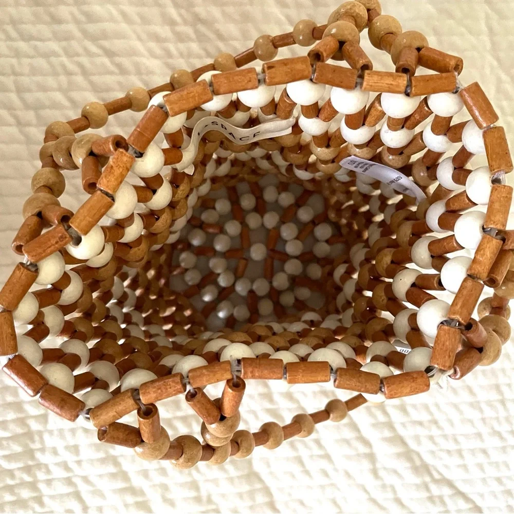 NWT l*space Wooden Bead Hobo Bag in Natural and Cream - Picture 3 of 10